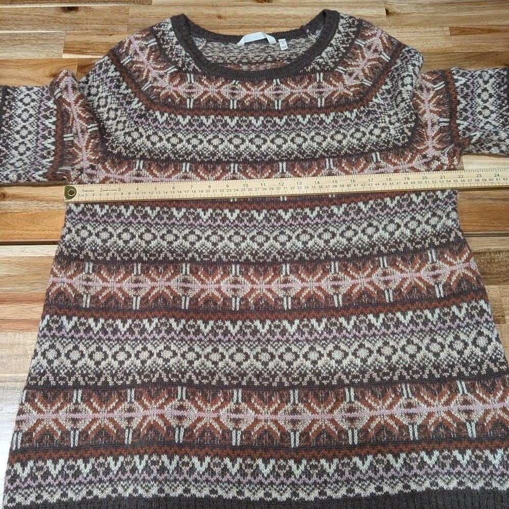 Soft Surroundings Womens XL Julietta Fair Isle Alpaca Wool Tunic Sweater Brown - Picture 6 of 8